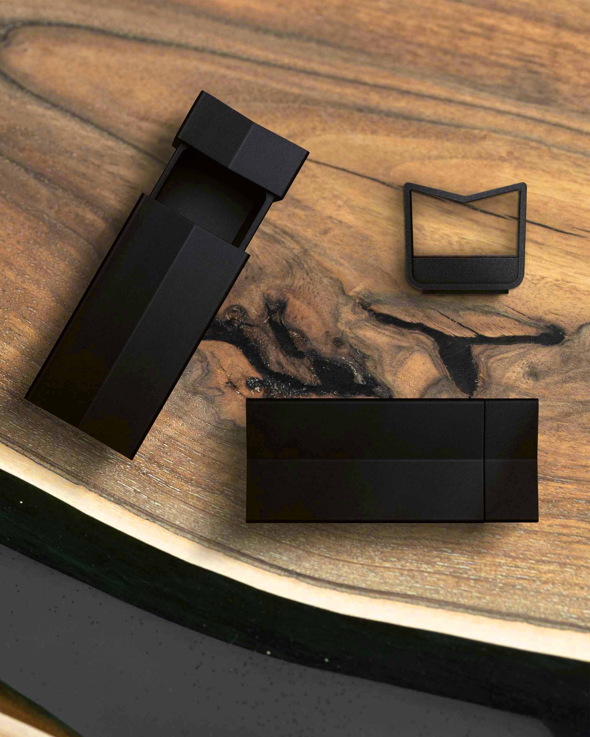 Davidoff Sliding Ashtray - Black and Wood - Image 3