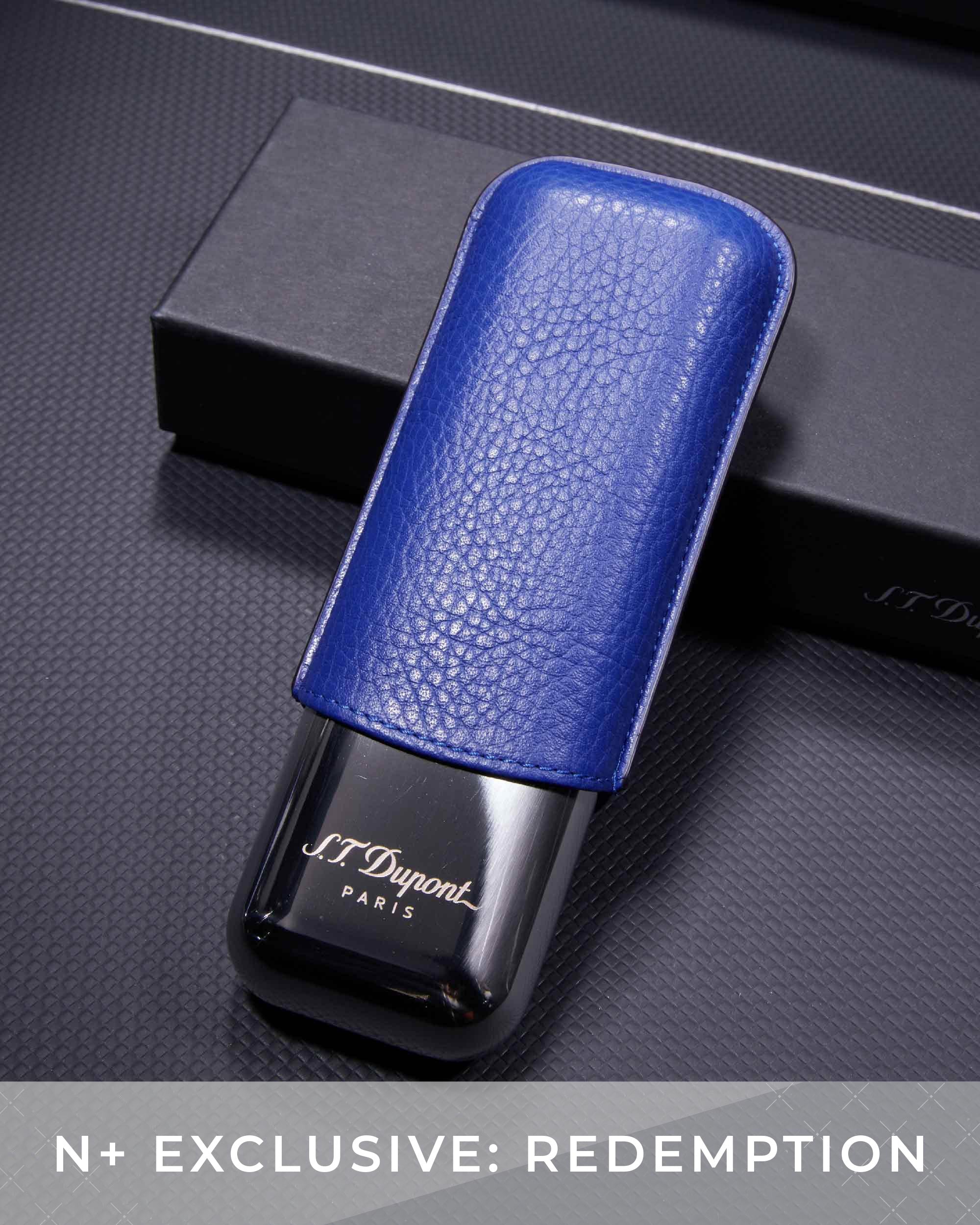 S.T. Dupont Metal Base Double Cigar Case (Blue Grained and Chrome) (Redemption Only)
