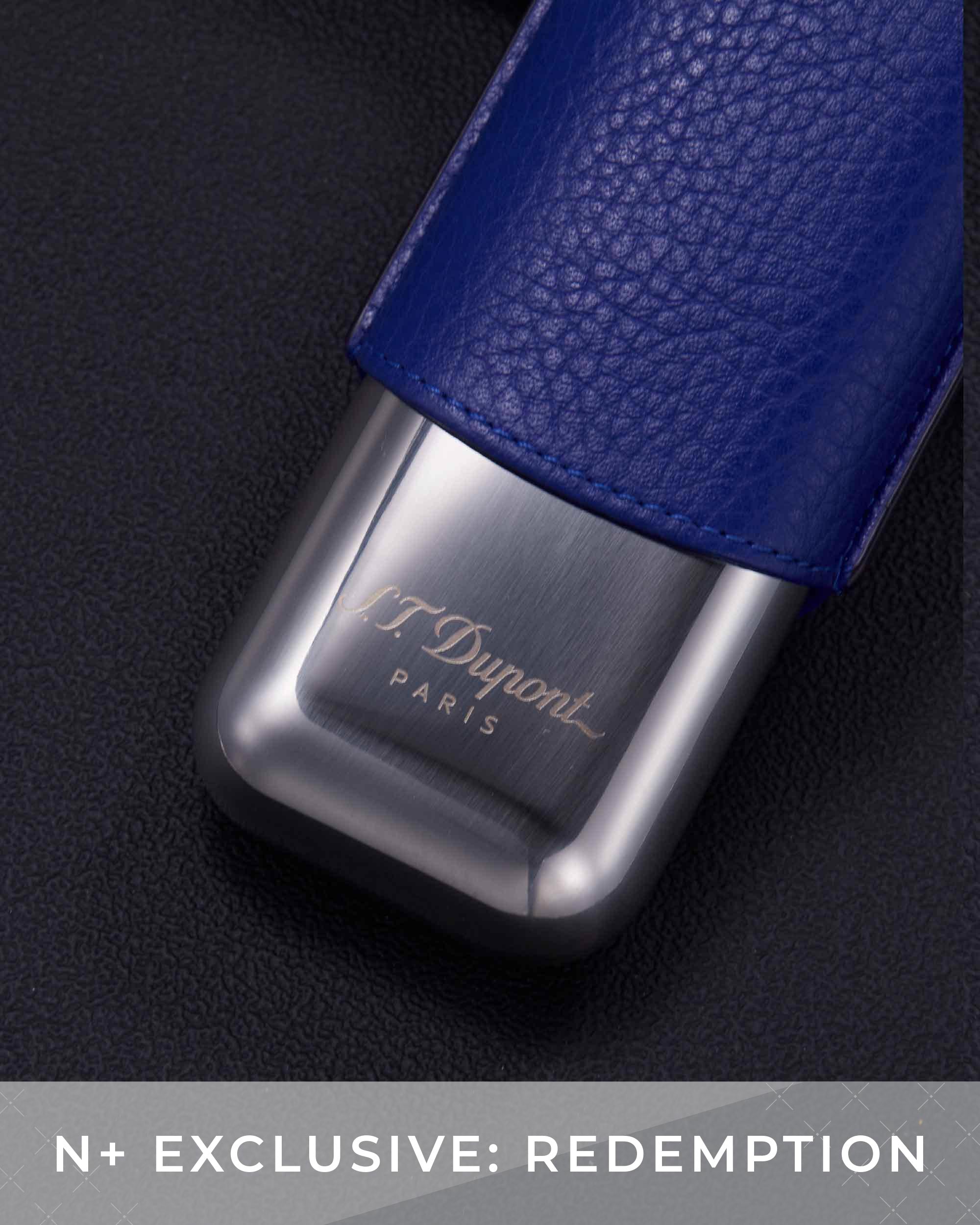 S.T. Dupont Metal Base Double Cigar Case (Blue Grained and Chrome) (Redemption Only) - Image 3