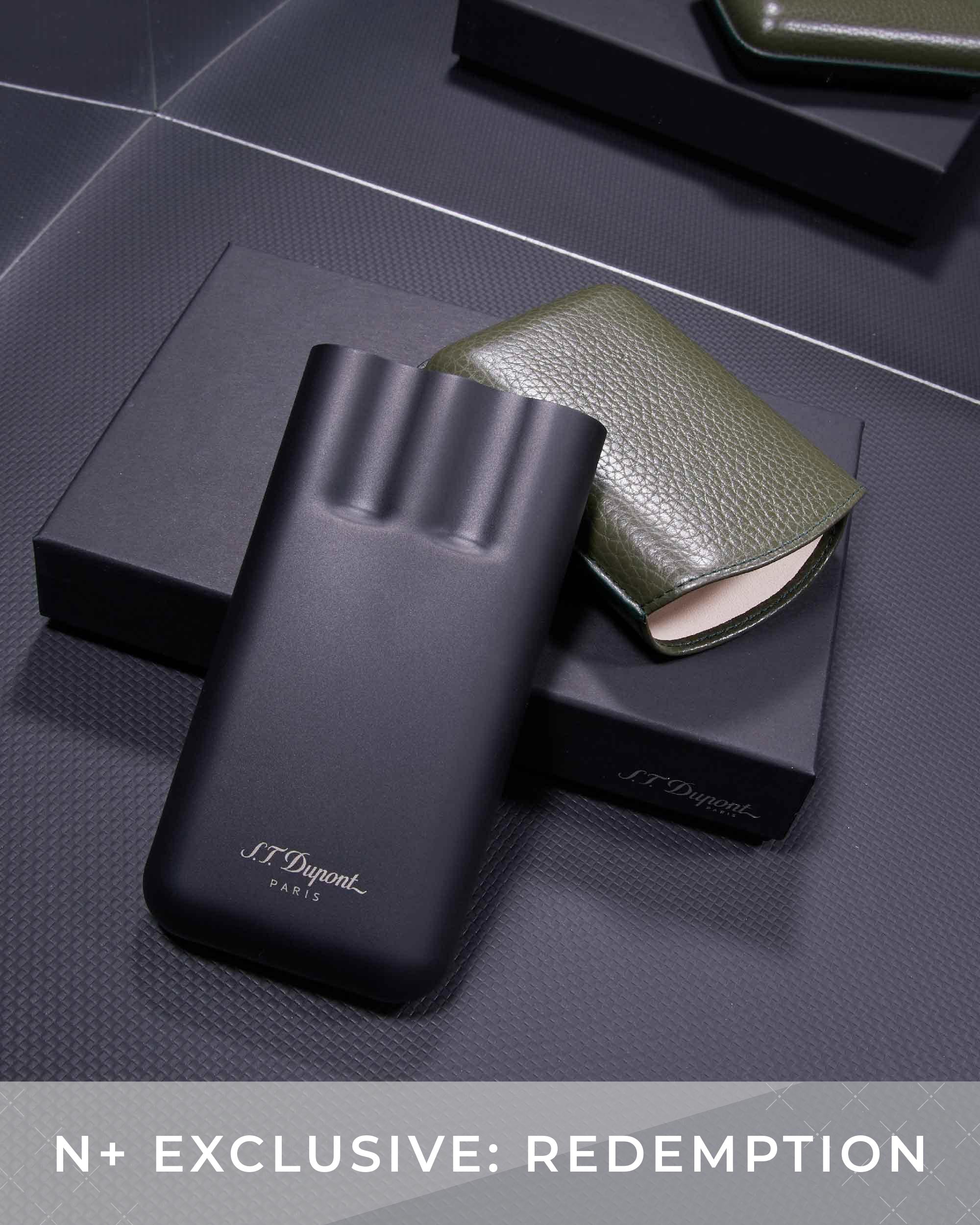 S.T. Dupont Metal Base Triple Cigar Case (Khaki Grained and Matte) (Redemption Only) - Image 2